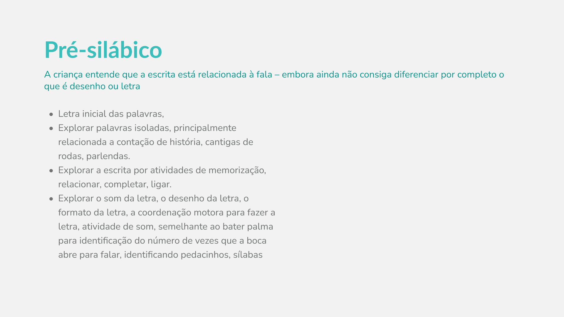Fase Pré-silábica com atividades e lacunas