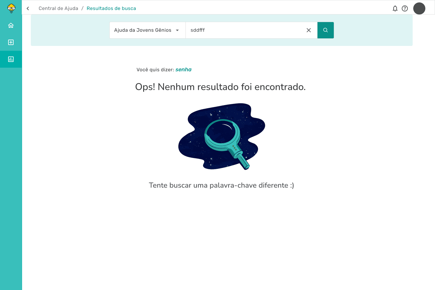 Empty state com erro de digitação e sugestão de correção