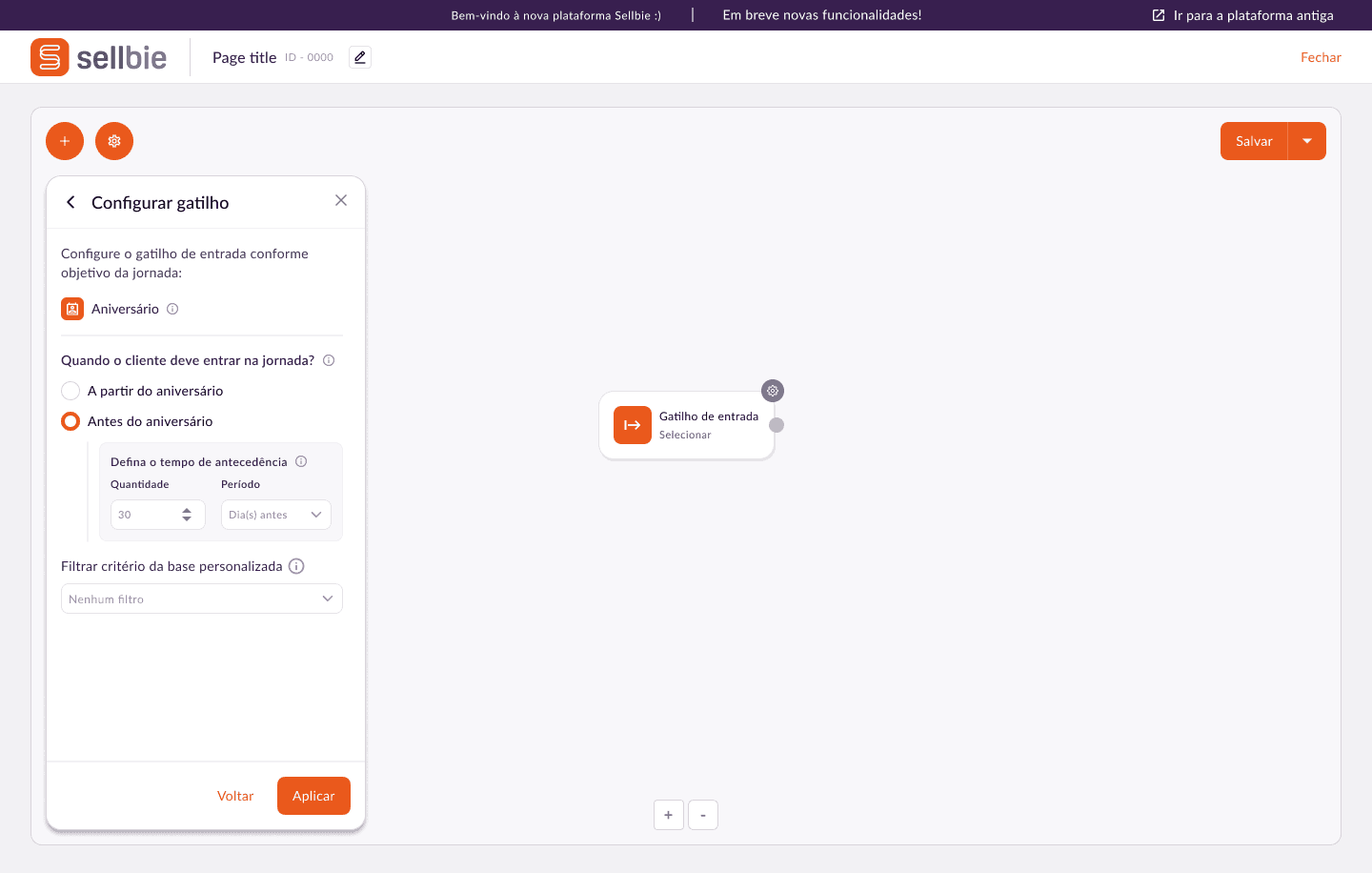 Entrada antecipada com sinalização automática