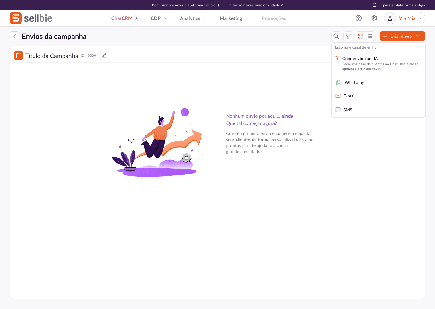 Novo drawer contextual com campanha visível